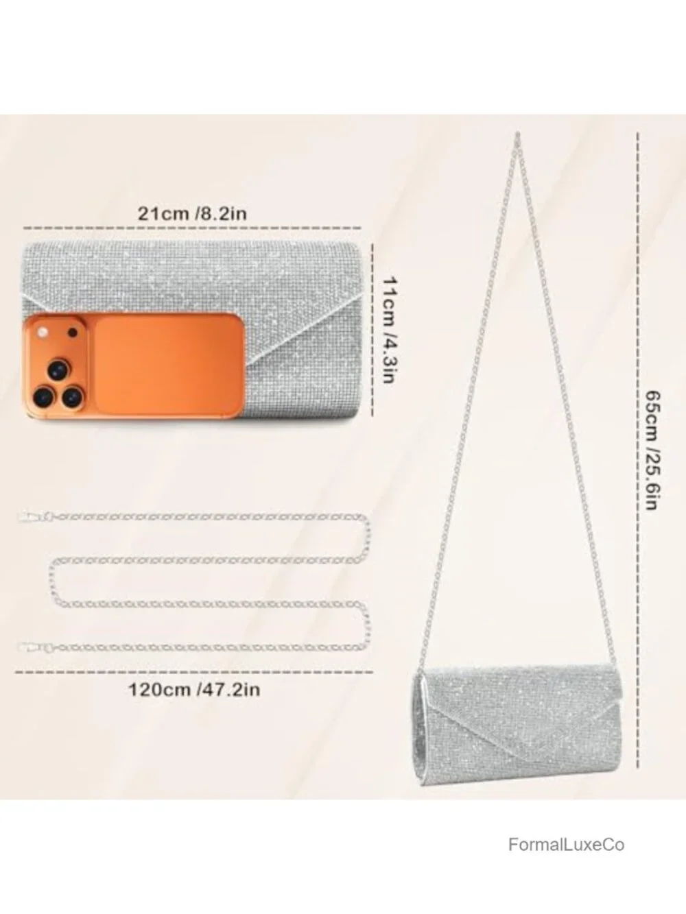 Rhinestone Clutch Evening Bag for Wedding Party Prom with Chain